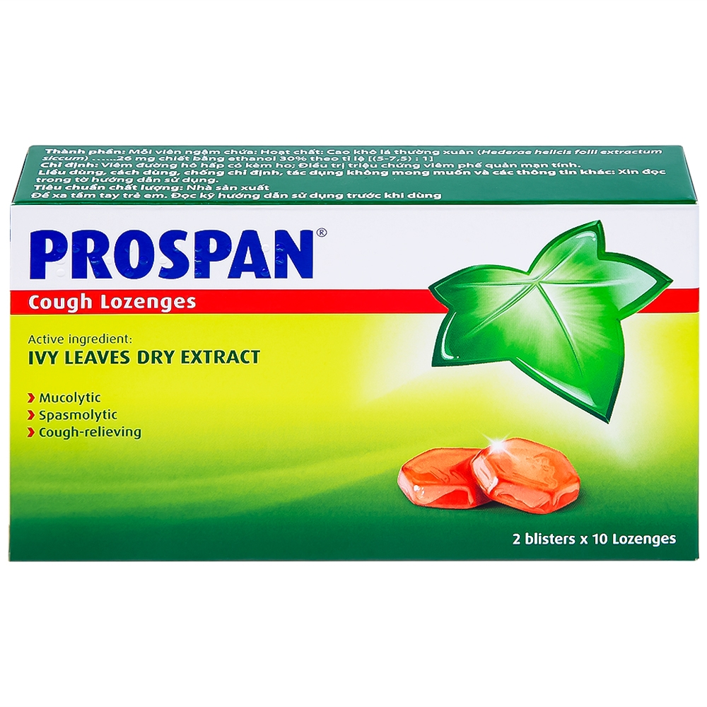 Hình ảnh Viên ngậm ho Prospan Engelhard điều trị viêm đường hô hấp cấp (2 vỉ x 10 viên)