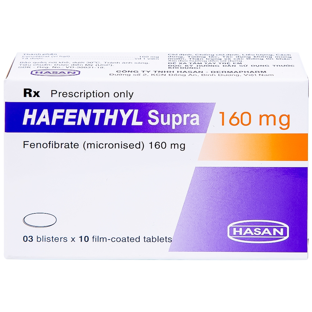 Hình ảnh Thuốc Hafenthyl Supra 160mg Hasan điều trị tăng triglycerid máu (3 vỉ x 10 viên)