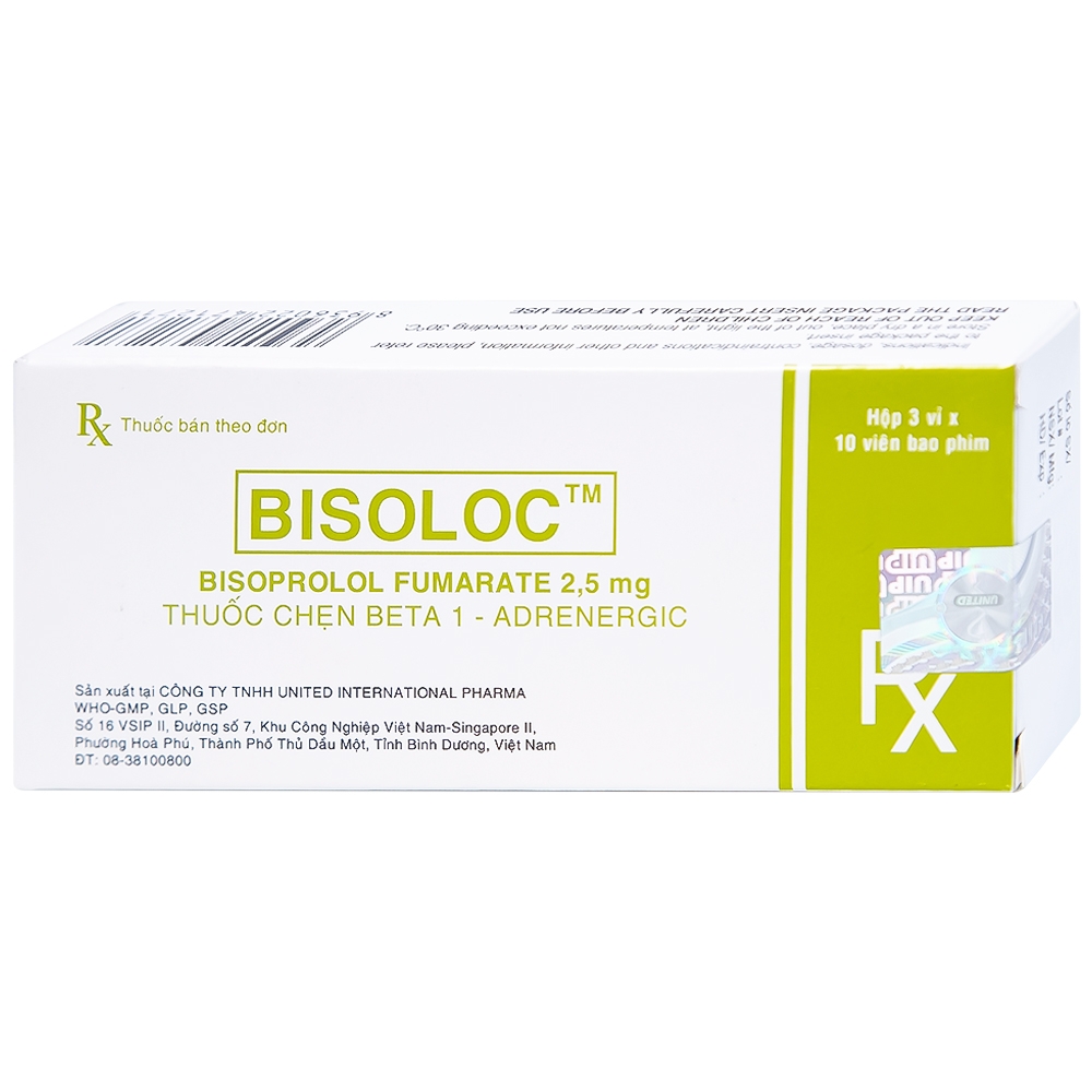 Hình ảnh Thuốc Bisoloc United điều trị suy tim mạn ổn định từ vừa đến nặng (3 vỉ x 10 viên)
