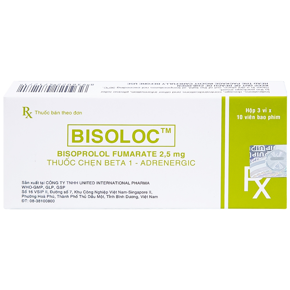 Hình ảnh Thuốc Bisoloc United điều trị suy tim mạn ổn định từ vừa đến nặng (3 vỉ x 10 viên)