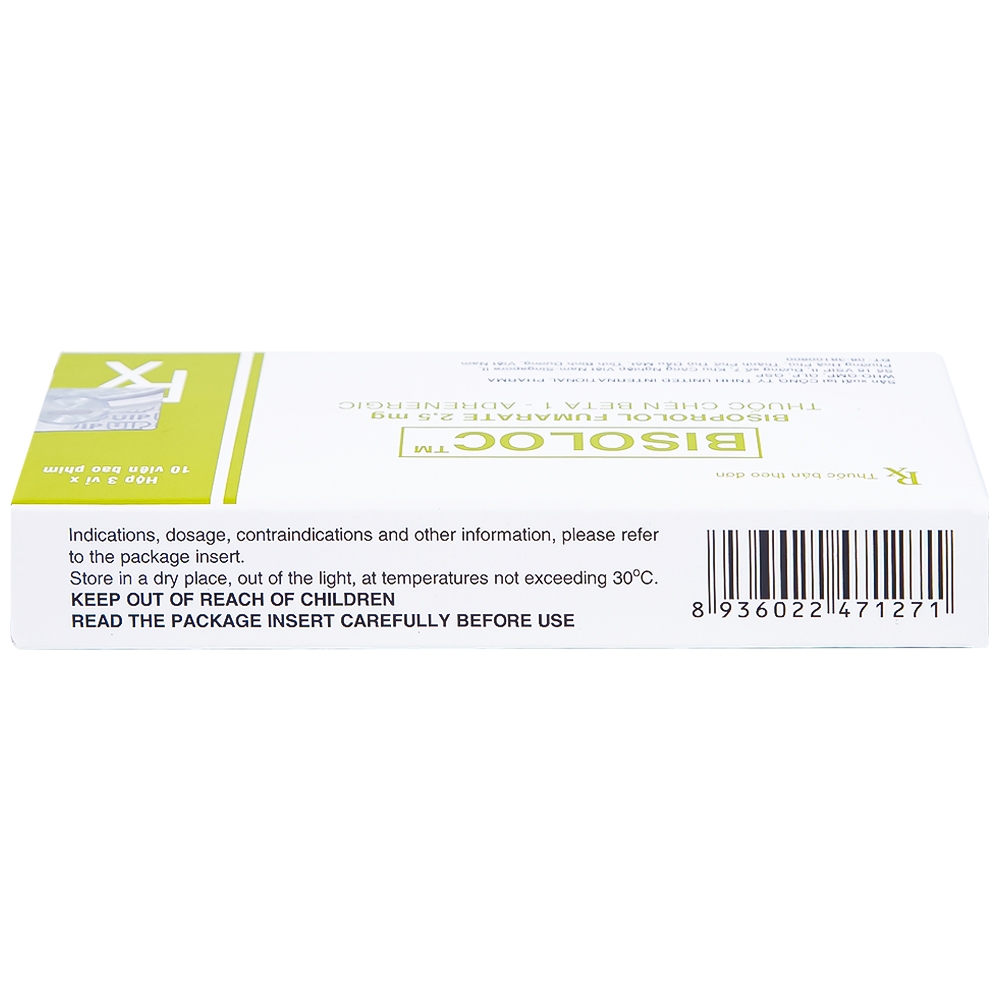 Hình ảnh Thuốc Bisoloc United điều trị suy tim mạn ổn định từ vừa đến nặng (3 vỉ x 10 viên)