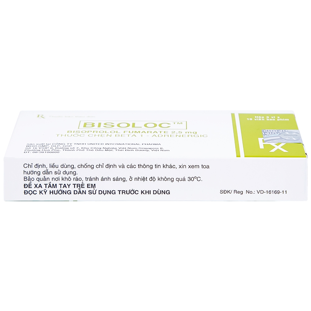 Hình ảnh Thuốc Bisoloc United điều trị suy tim mạn ổn định từ vừa đến nặng (3 vỉ x 10 viên)