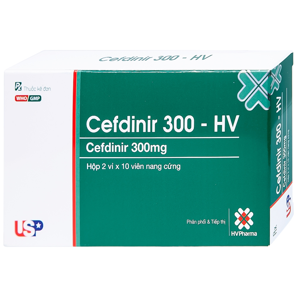 Hình ảnh Thuốc Cefdinir 300 - HV USP điều trị nhiễm khuẩn (2 vỉ x 10 viên)
