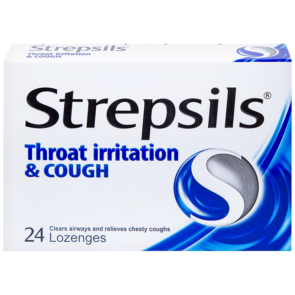 Hình ảnh Viên ngậm Strepsils Throat Irritation & Cough Reckitt Benckiser giúp làm sạch đường thở và kiểm soát ho (2 vỉ x 12 viên)