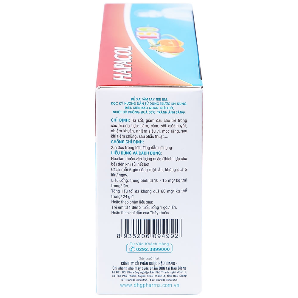 Hình ảnh Bột Hapacol 150 DHG giảm đau, hạ sốt (24 gói)
