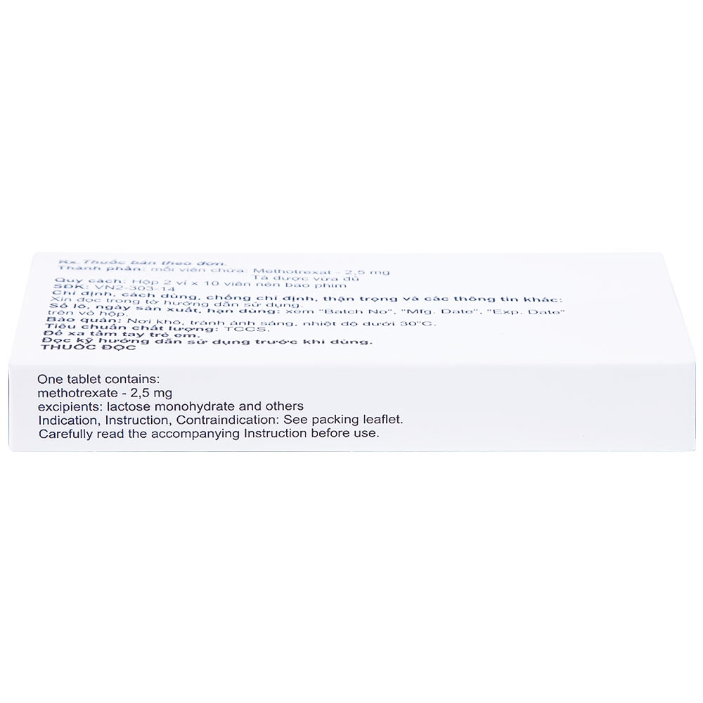 Hình ảnh Thuốc Methotrexate Belmed 2.5mg điều trị bệnh vẩy nến, viêm khớp vảy nến, viêm khớp dạng thấp (20 viên)