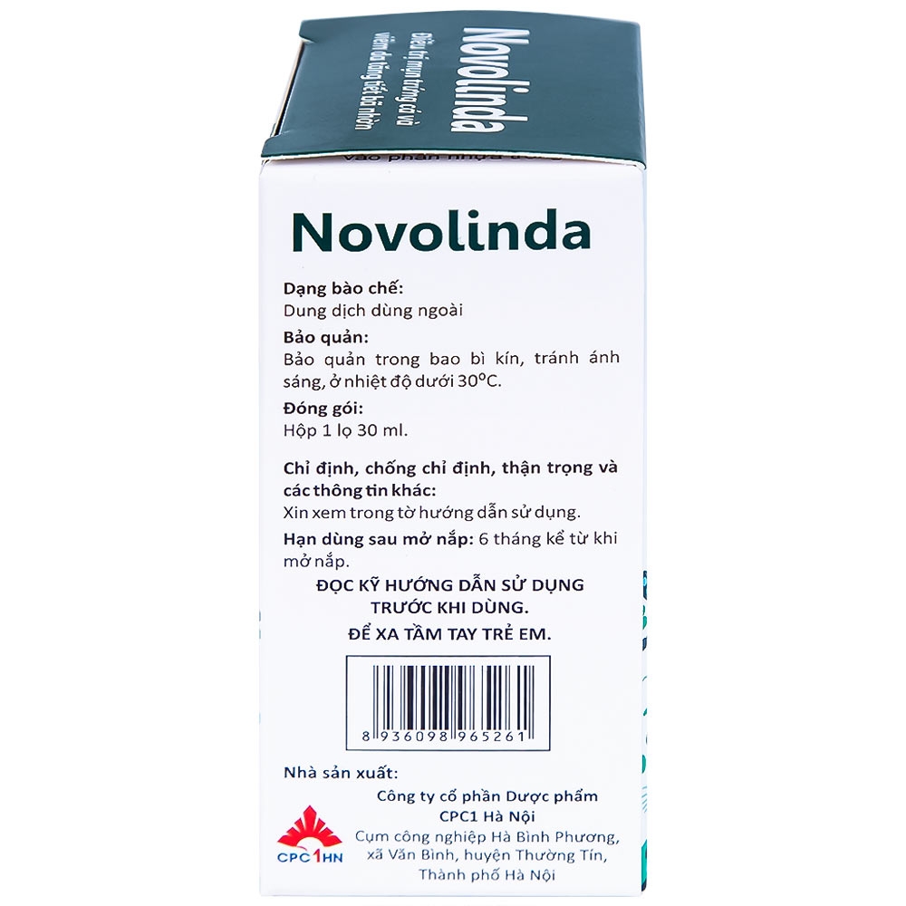 Hình ảnh Dung dịch Novolinda CPC1 Hà Nội điều trị bệnh trứng cá, viêm nang lông (30ml)