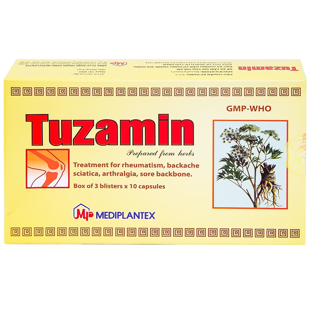 Hình ảnh Thuốc Tuzamin Mediplantex hỗ trợ điều trị phong thấp, đau lưng (3 vỉ x 10 viên)