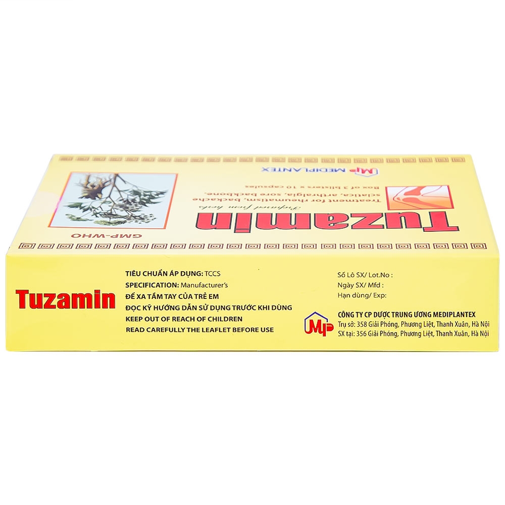 Hình ảnh Thuốc Tuzamin Mediplantex hỗ trợ điều trị phong thấp, đau lưng (3 vỉ x 10 viên)