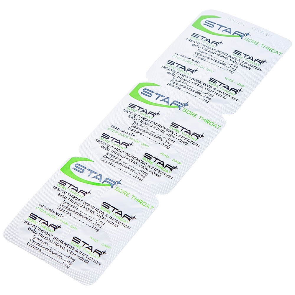 Hình ảnh Viên ngậm Star Sore Throat OPV không đường điều trị đau họng, viêm họng (2 vỉ x 12 viên)