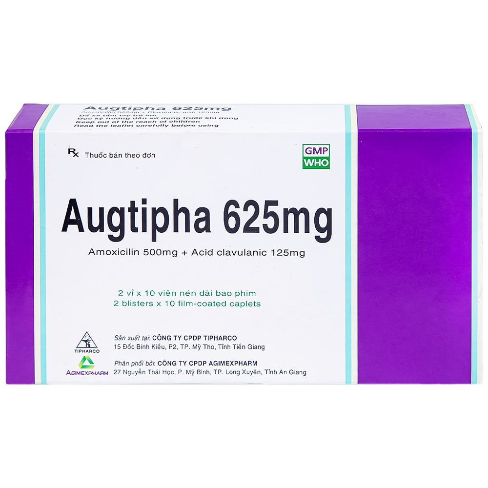Hình ảnh Thuốc Augtipha 625mg Tipharco điều trị nhiễm khuẩn (2 vỉ x 10 viên)