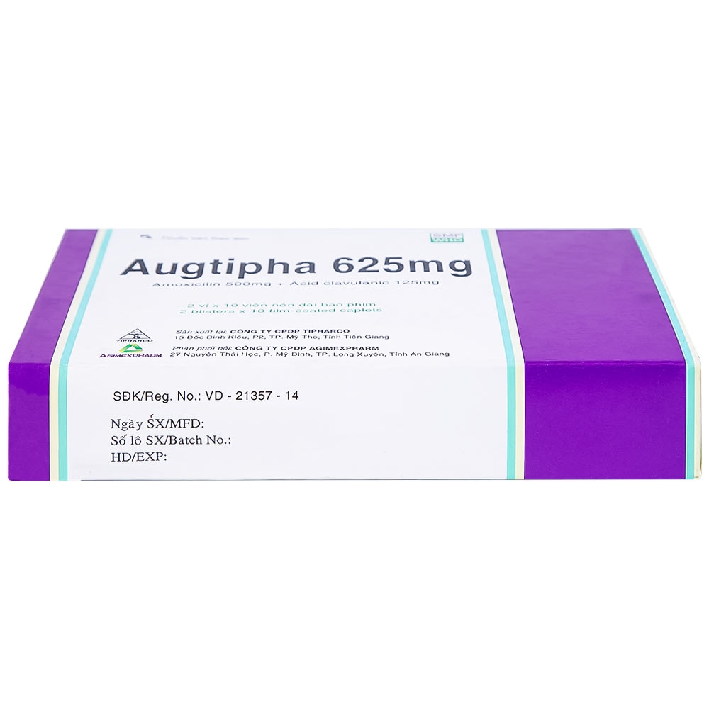 Hình ảnh Thuốc Augtipha 625mg Tipharco điều trị nhiễm khuẩn (2 vỉ x 10 viên)