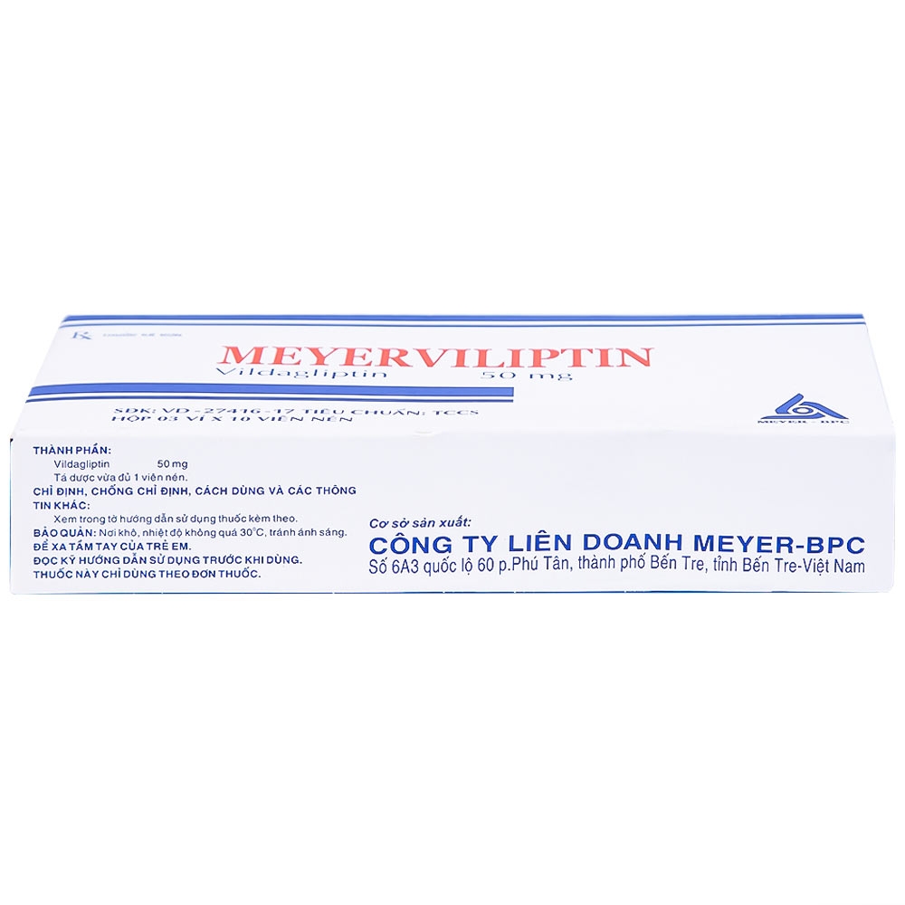 Hình ảnh Viên nén Meyerviliptin 50mg Meyer-BPC hỗ trợ chế độ ăn kiêng, kiếm soát đường huyết (3 vỉ x 10 viên)
