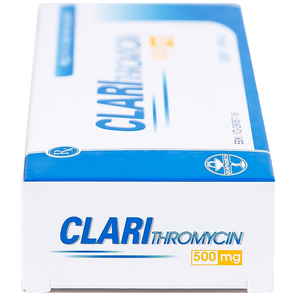 Hình ảnh Thuốc Clarithromycin 500mg Quapharco điều trị nhiễm khuẩn đường hô hấp (2 vỉ x 5 viên)