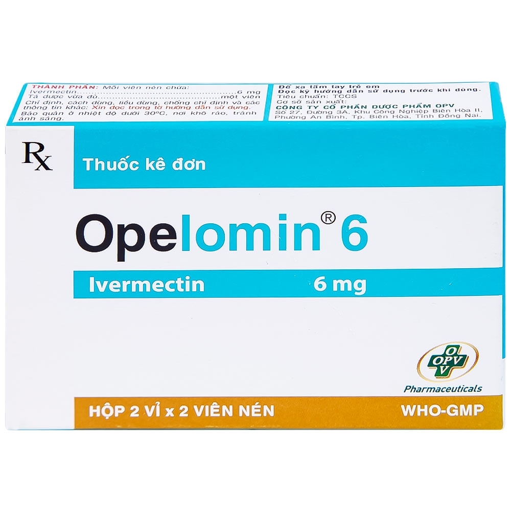 Hình ảnh Viên nén Opelomin 6 OPV điều trị giun chỉ, giun lươn (2 vỉ x 2 viên)