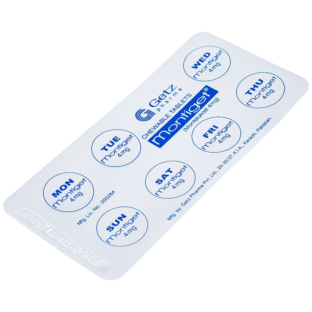 Hình ảnh Thuốc Montiget 4mg Getz điều trị hen phế quản mạn tính (2 vỉ x 7 viên)