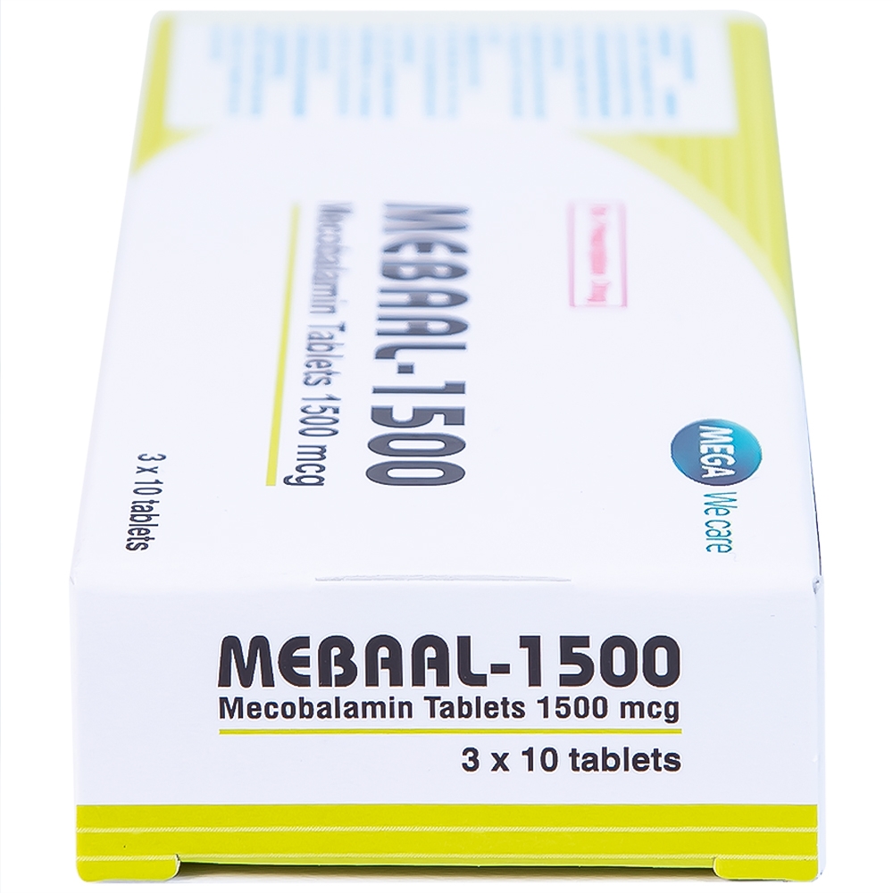 Hình ảnh Viên nén Mebaal-1500 MEGA We Care điều trị các bệnh lý thần kinh ngoại biên (3 vỉ x 10 viên)