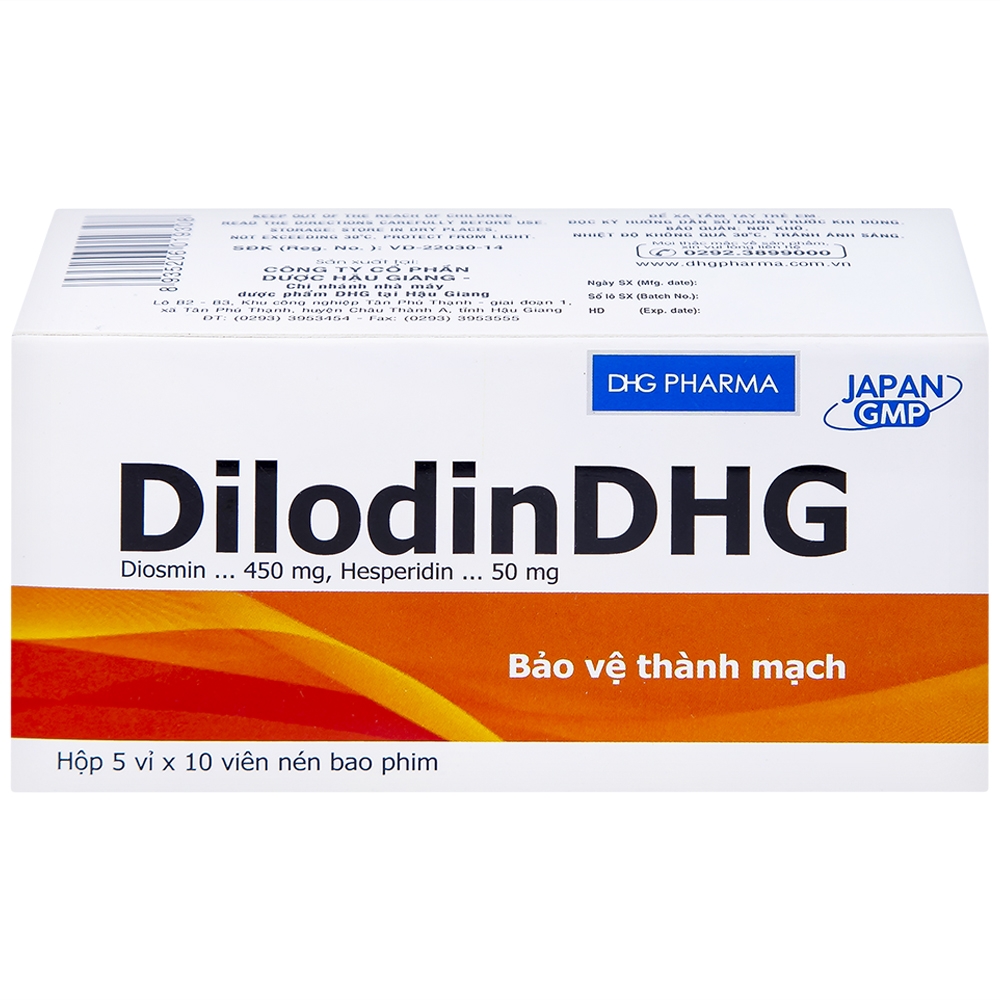 Hình ảnh Thuốc DilodinDHG điều trị các triệu chứng liên quan đến cơn trĩ cấp và bệnh trĩ mạn (5 vỉ x 10 viên)