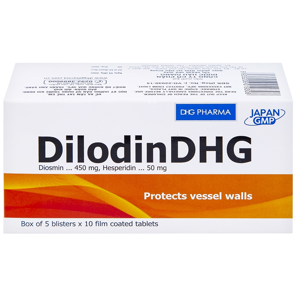 Hình ảnh Thuốc DilodinDHG điều trị các triệu chứng liên quan đến cơn trĩ cấp và bệnh trĩ mạn (5 vỉ x 10 viên)