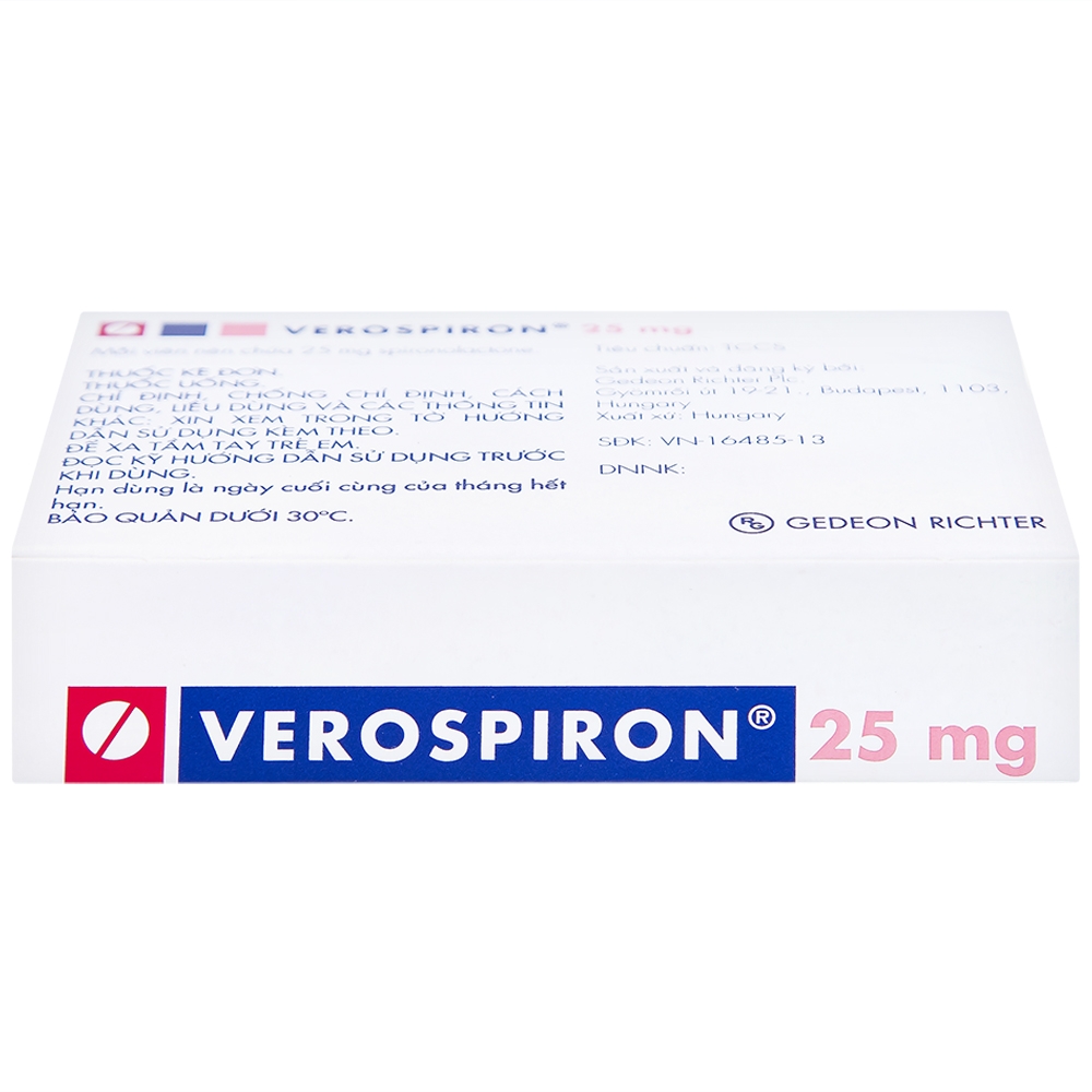 Hình ảnh Thuốc Verospiron 25mg Gedeon điều trị ngắn hạn phẫu thuật (1 vỉ x 20 viên)
