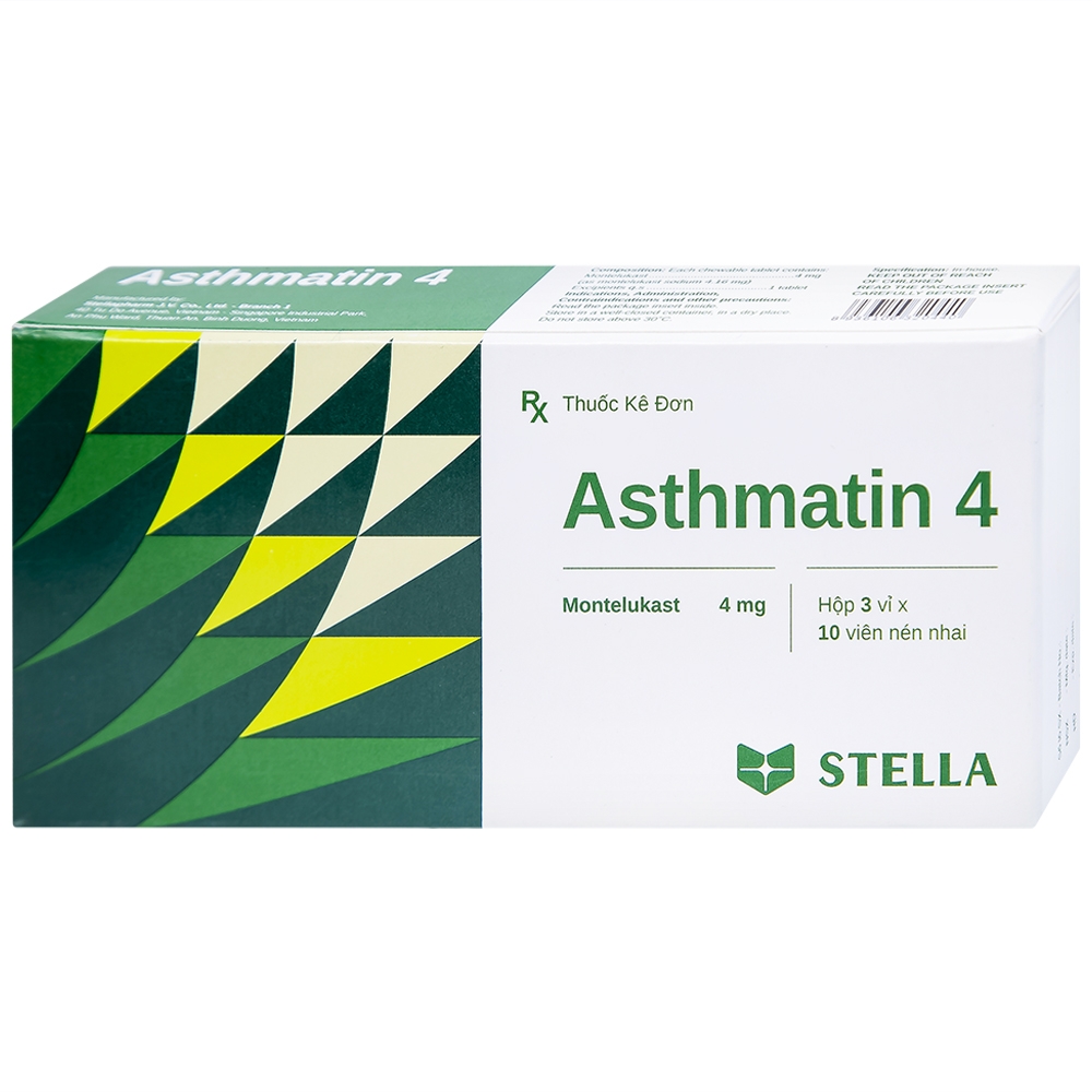 Hình ảnh Viên nhai Asthmatin 4 Stella phòng và điều trị hen suyễn, giảm viêm mũi dị ứng (3 vỉ x 10 viên)