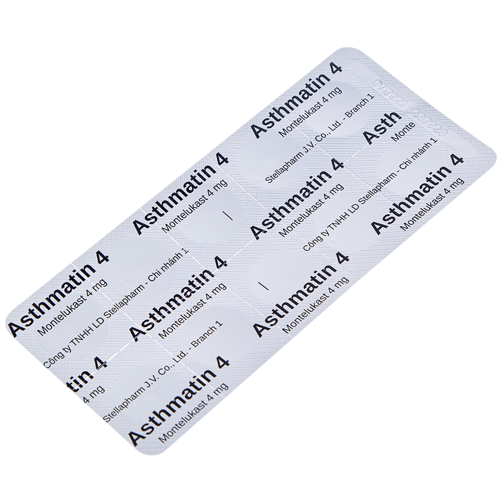 Hình ảnh Viên nhai Asthmatin 4 Stella phòng và điều trị hen suyễn, giảm viêm mũi dị ứng (3 vỉ x 10 viên)