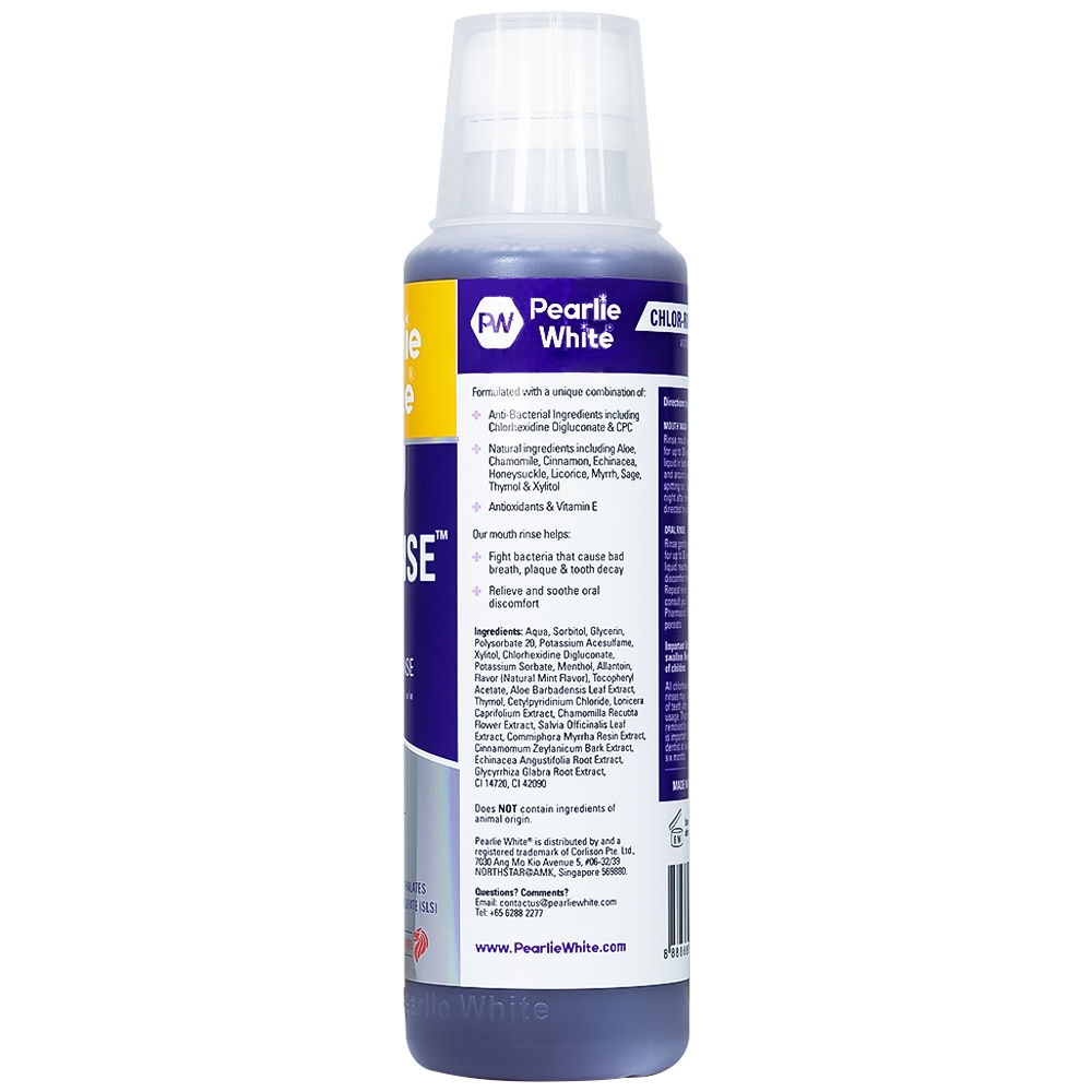 Hình ảnh Nước súc miệng Pearlie White Chlor-Rinse Plus 250ml hỗ trợ giảm hôi miệng, mảng bám, sâu răng