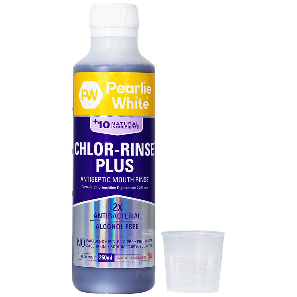 Hình ảnh Nước súc miệng Pearlie White Chlor-Rinse Plus 250ml hỗ trợ giảm hôi miệng, mảng bám, sâu răng
