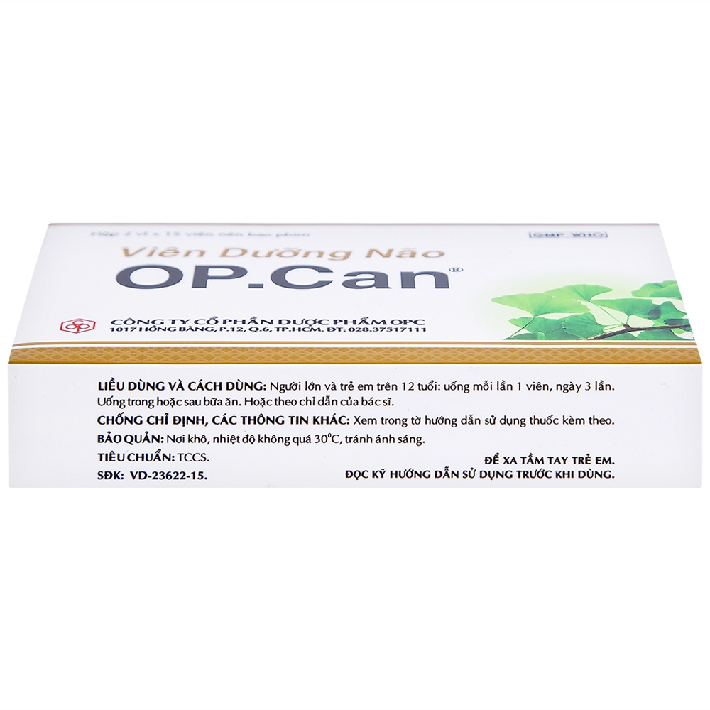 Hình ảnh Viên dưỡng não O.P.CAN OPC điều trị giảm trí nhớ, kém tập trung, thiểu năng tuần hoàn não (2 vỉ x 15 viên) 