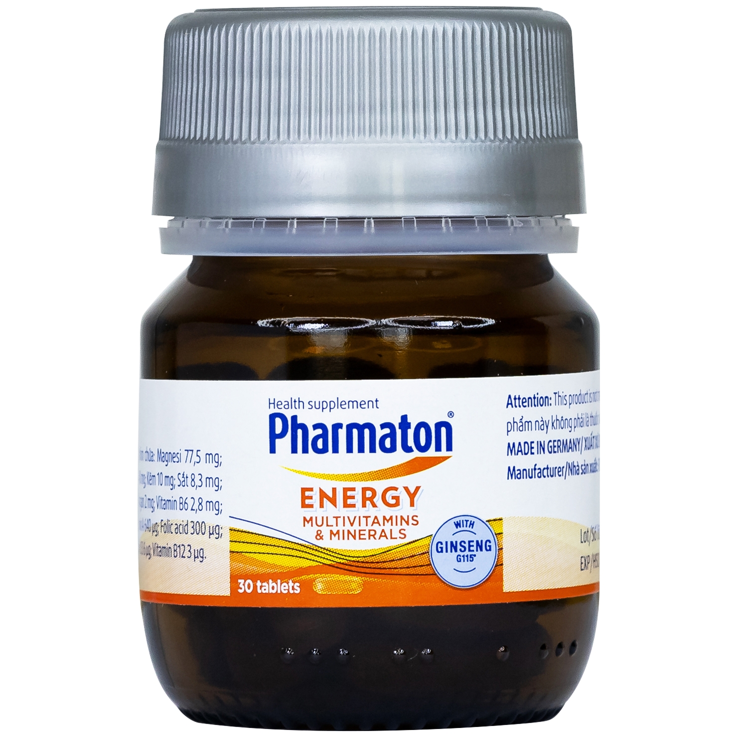Hình ảnh Viên uống Pharmaton Energy hỗn hợp vitamin và khoáng chất giúp tỉnh táo, hỗ trợ giảm mệt mỏi (30 viên)