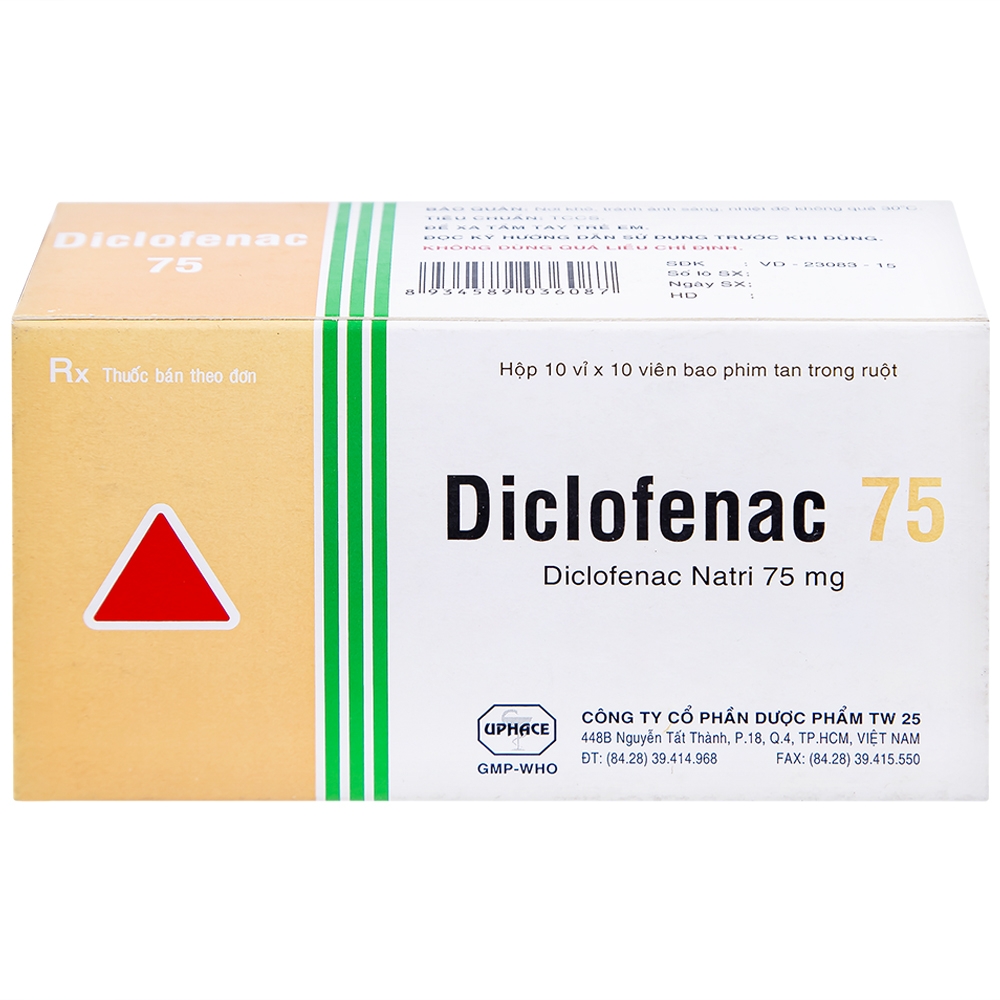 Hình ảnh Thuốc Diclofenac 75 Uphace điều trị dài ngày viêm khớp mạn, thoái hóa khớp (10 vỉ x 10 viên)