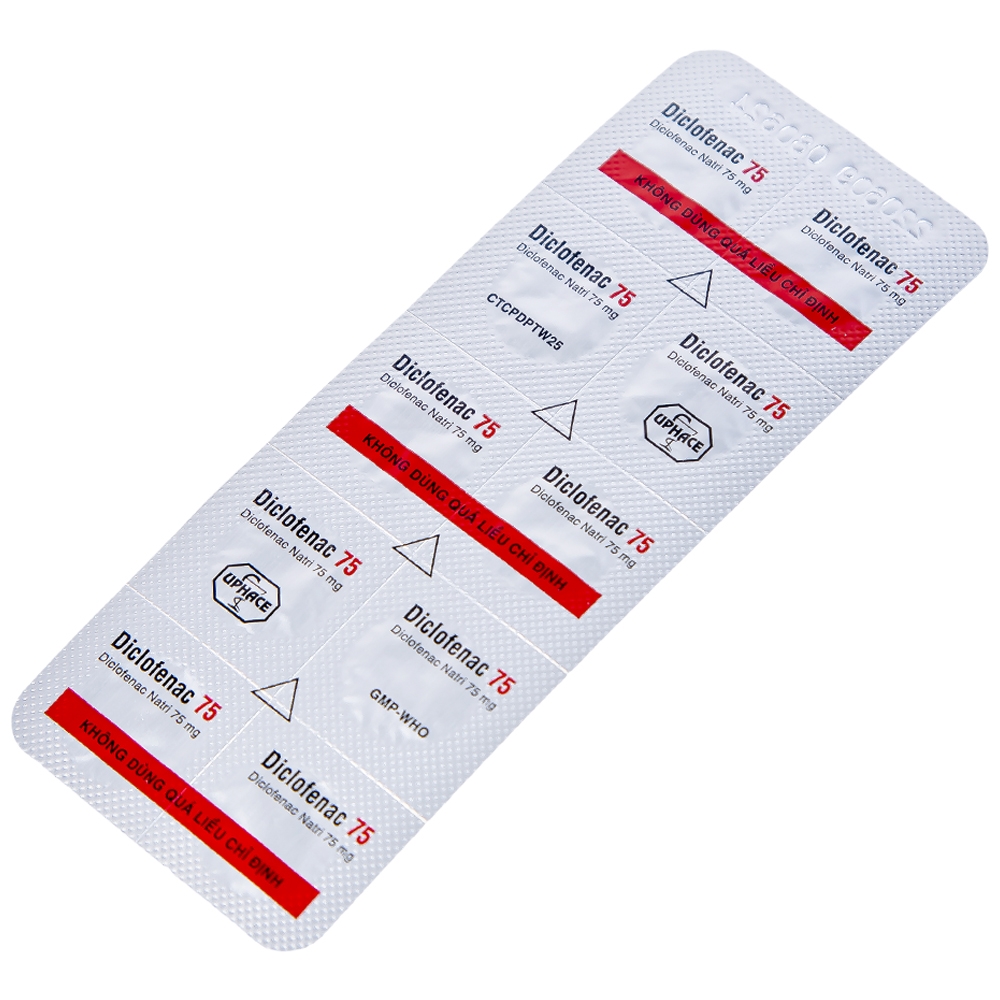 Hình ảnh Thuốc Diclofenac 75 Uphace điều trị dài ngày viêm khớp mạn, thoái hóa khớp (10 vỉ x 10 viên)