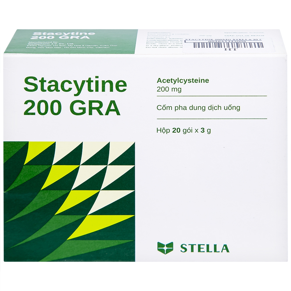 Hình ảnh Cốm pha dung dịch uống Stacytine 200 GRA Stella tiêu nhầy, long đờm (20 gói)