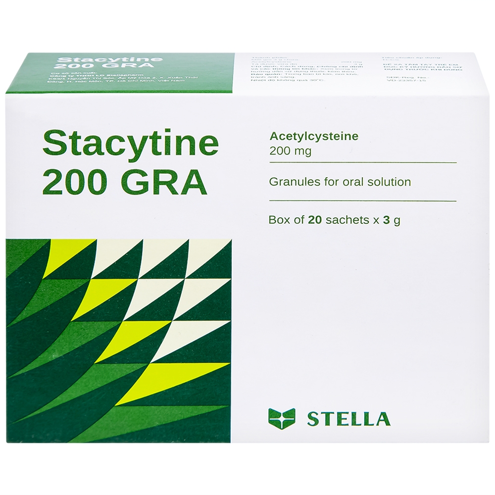 Hình ảnh Cốm pha dung dịch uống Stacytine 200 GRA Stella tiêu nhầy, long đờm (20 gói)