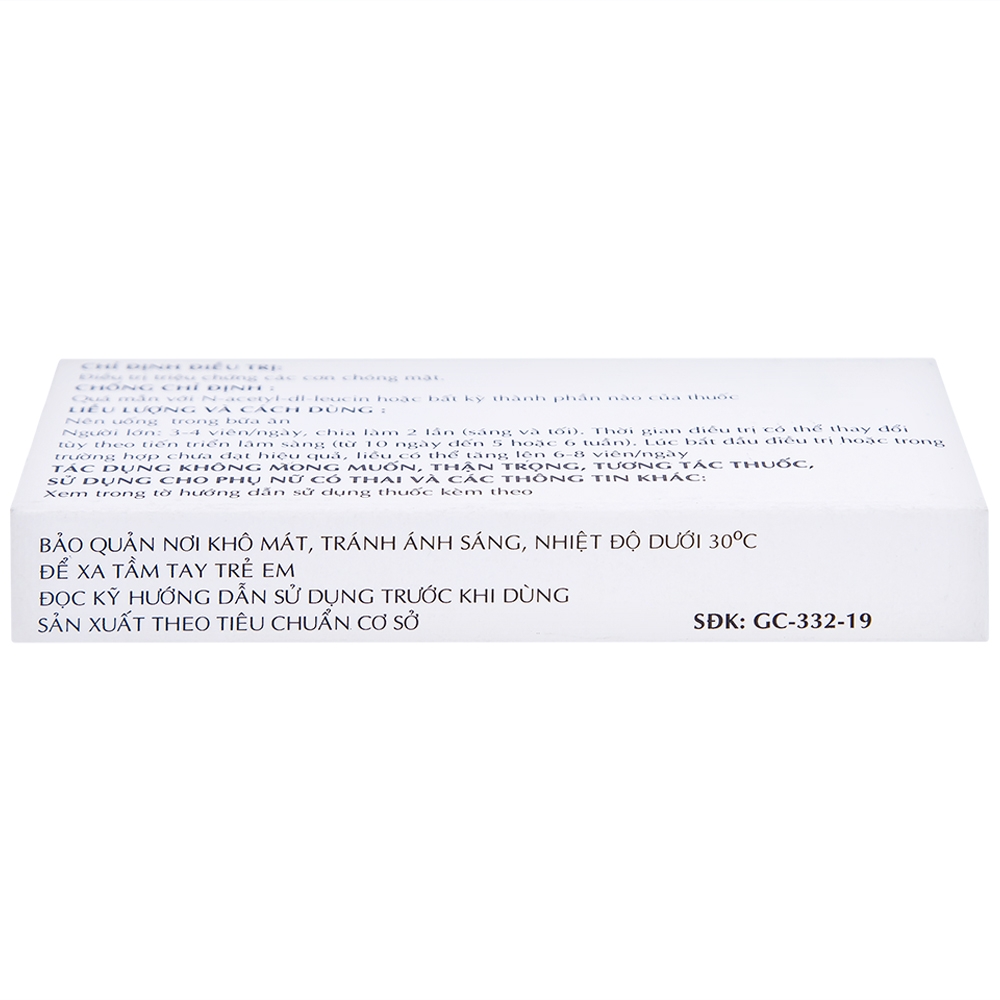 Hình ảnh Thuốc Taginyl 500mg Thành Nam điều trị triệu chứng cơn chóng mặt (2 vỉ x 10 viên)