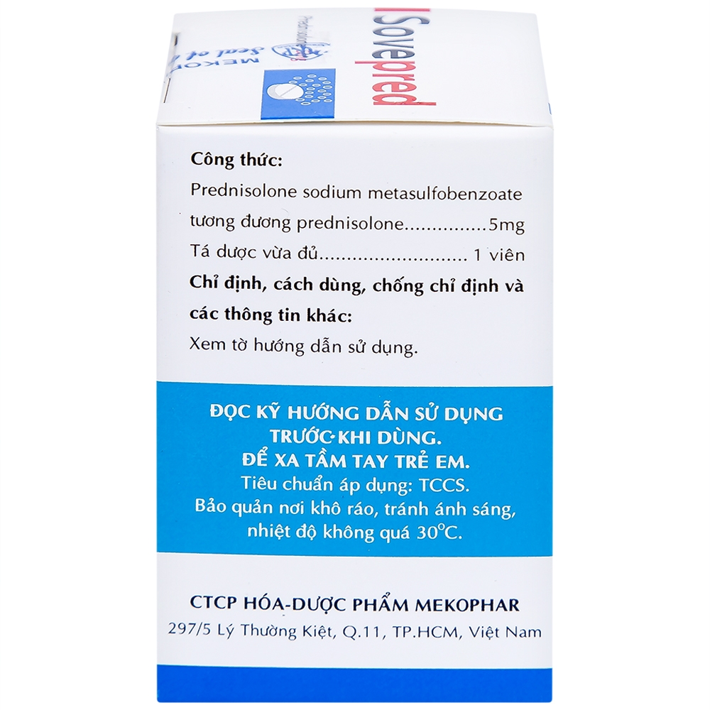 Hình ảnh Viên sủi Sovepred Mekophar điều trị viêm khớp dạng thấp, lupus ban đỏ toàn thân (30 viên) 