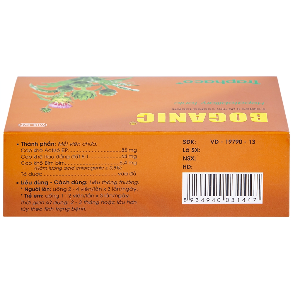 Hình ảnh Thuốc Boganic Traphaco bổ gan, hỗ trợ điều trị suy giảm chức năng gan (5 vỉ x 20 viên)
