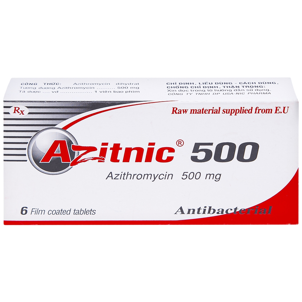 Hình ảnh Thuốc Azitnic 500 USA - NIC Pharma điều trị nhiễm khuẩn (6 viên)