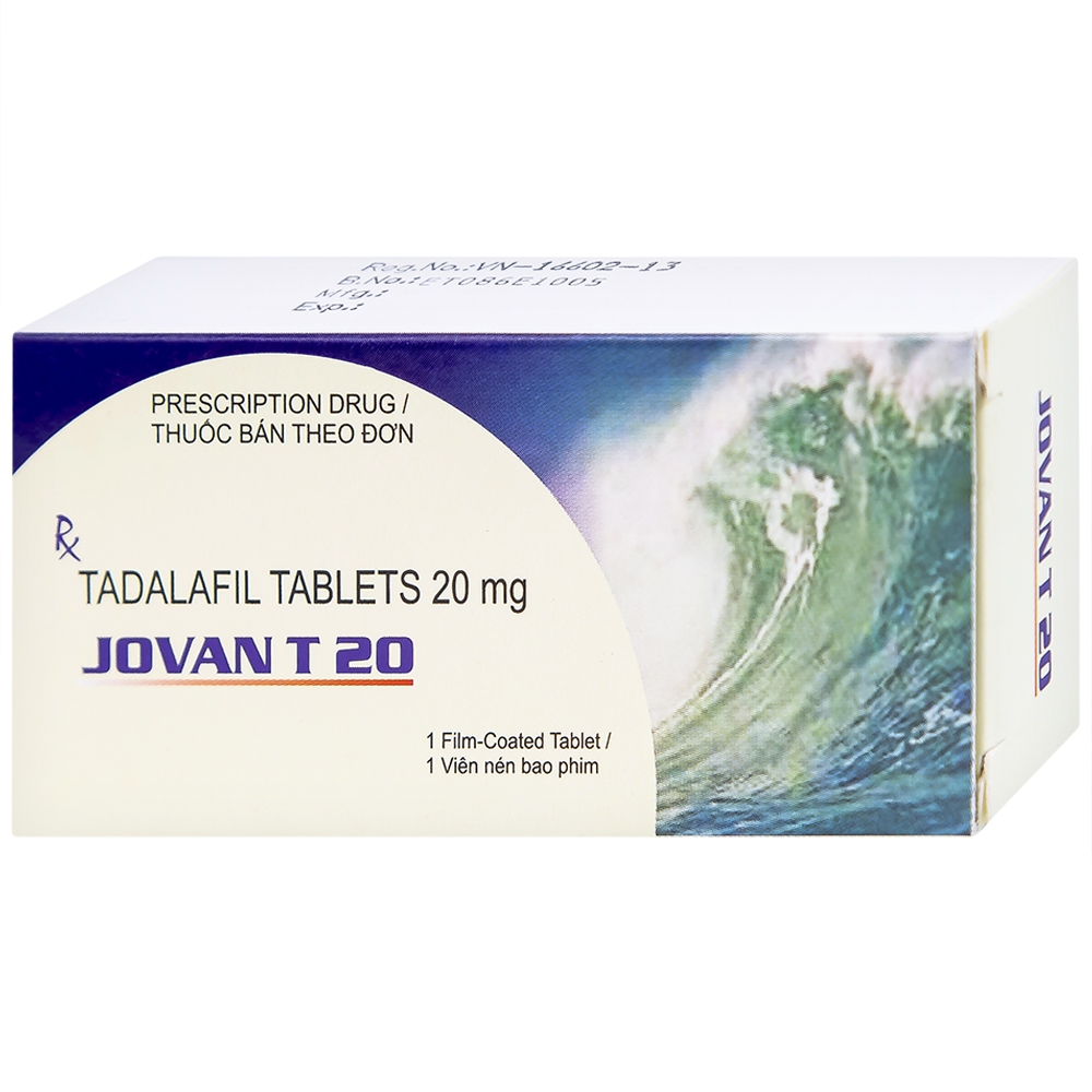 Hình ảnh Viên nén Jovan T 20 Cadila điều trị rối loạn cương dương (1 vỉ x 1 viên)