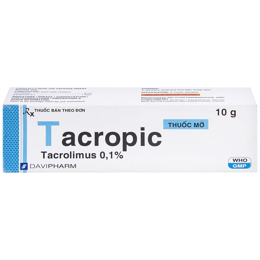 Hình ảnh Thuốc mỡ Tacropic Tacrolimus 0,1% Davipharm điều trị chàm thể tạng (10g)