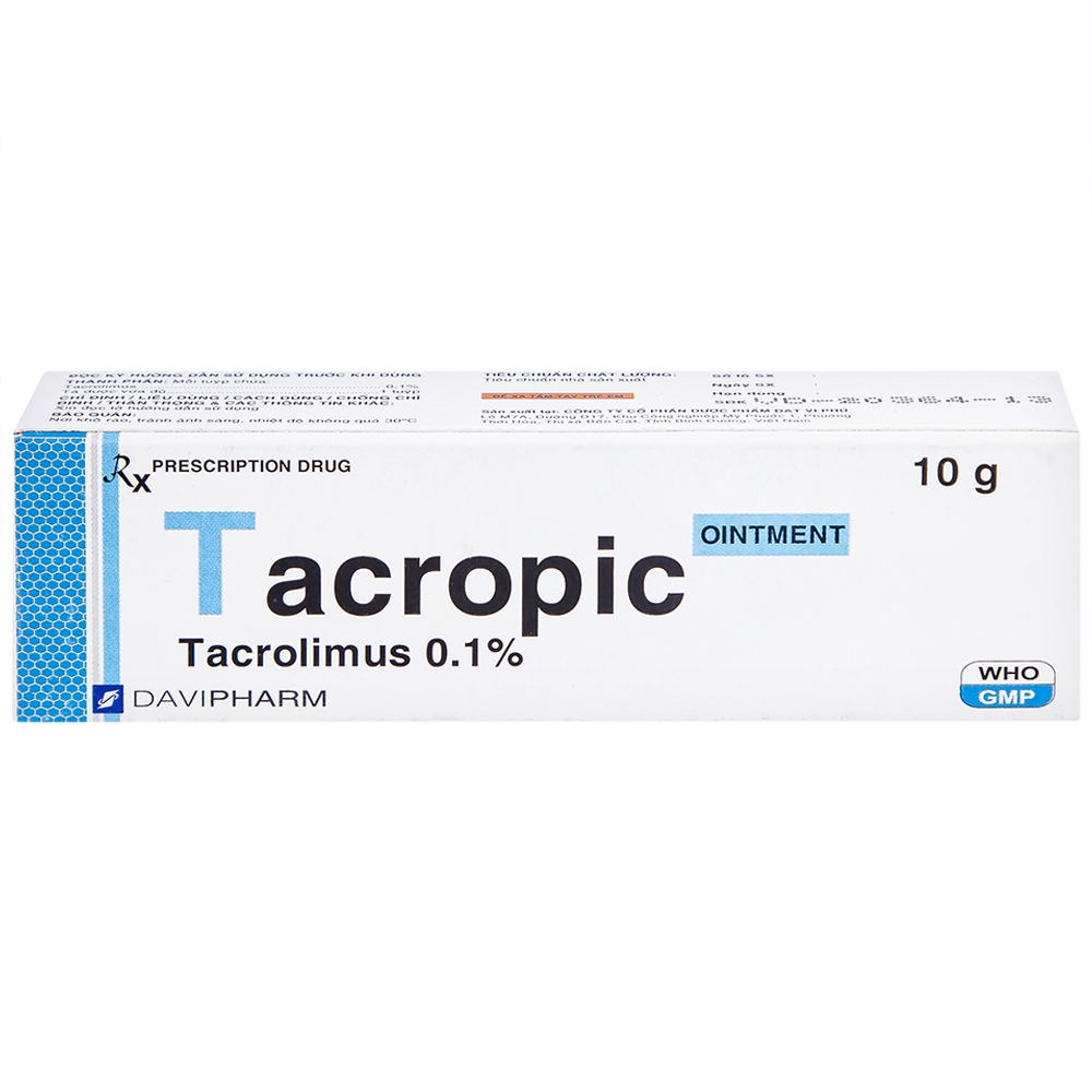 Hình ảnh Thuốc mỡ Tacropic Tacrolimus 0,1% Davipharm điều trị chàm thể tạng (10g)