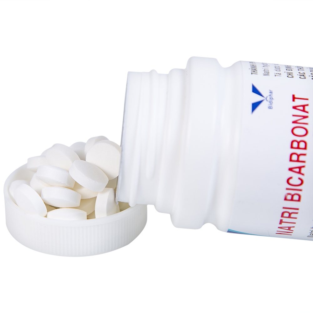 Hình ảnh Thuốc Natri Bicarbonat 500mg Bidiphar điều trị nhiễm toan chuyển hóa, khó tiêu hóa, ợ nóng (160 viên)