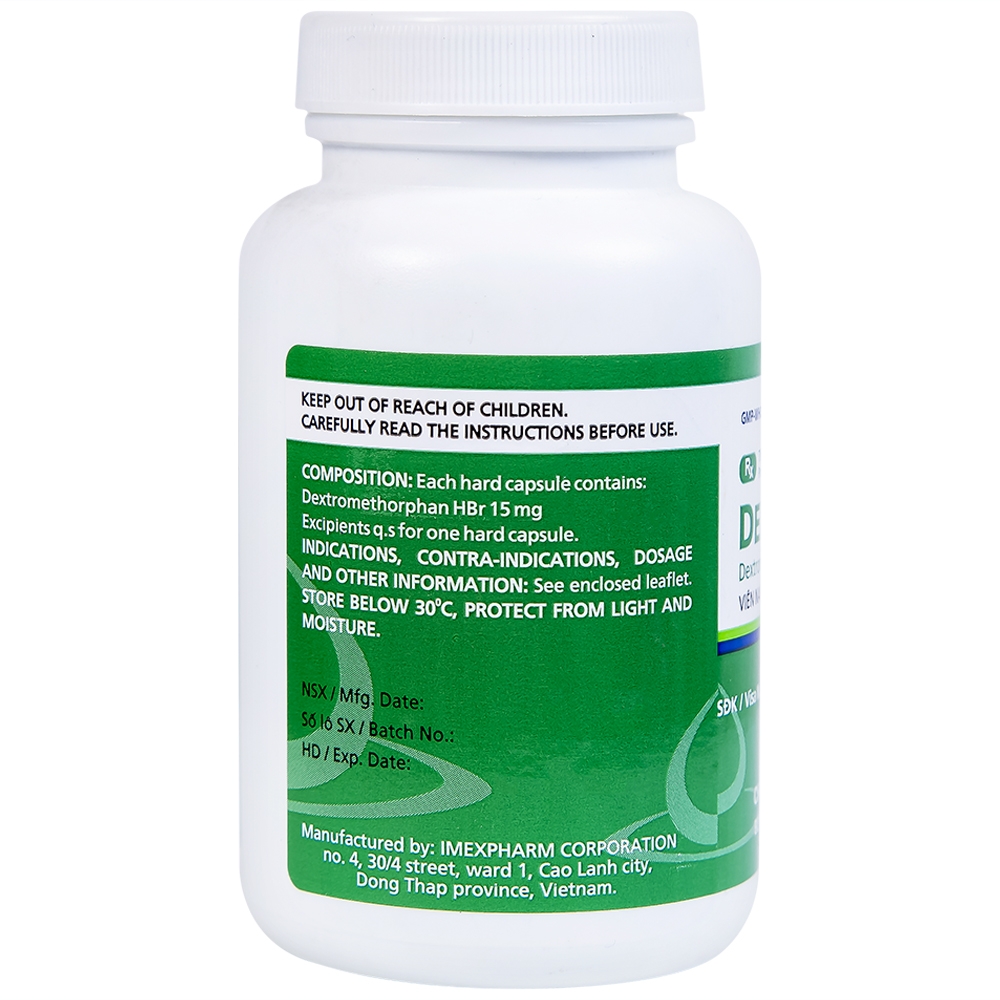 Hình ảnh Thuốc Dexipharm 15 Imexpharm điều trị triệu chứng ho (200 viên)