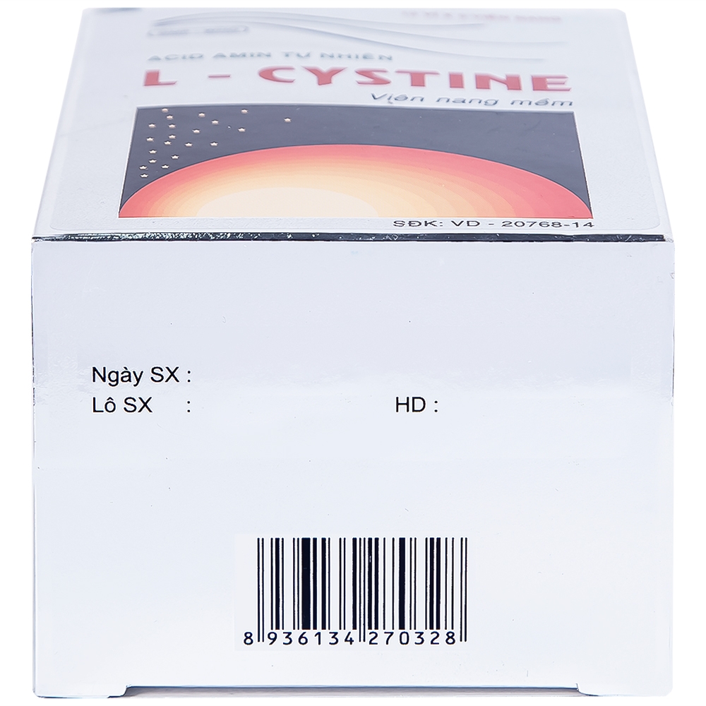 Hình ảnh Viên nang mềm L-Cystine 500mg Medisun bổ sung cho người suy dinh dưỡng, kém hấp thu, sạm da (12 vỉ x 5 viên)