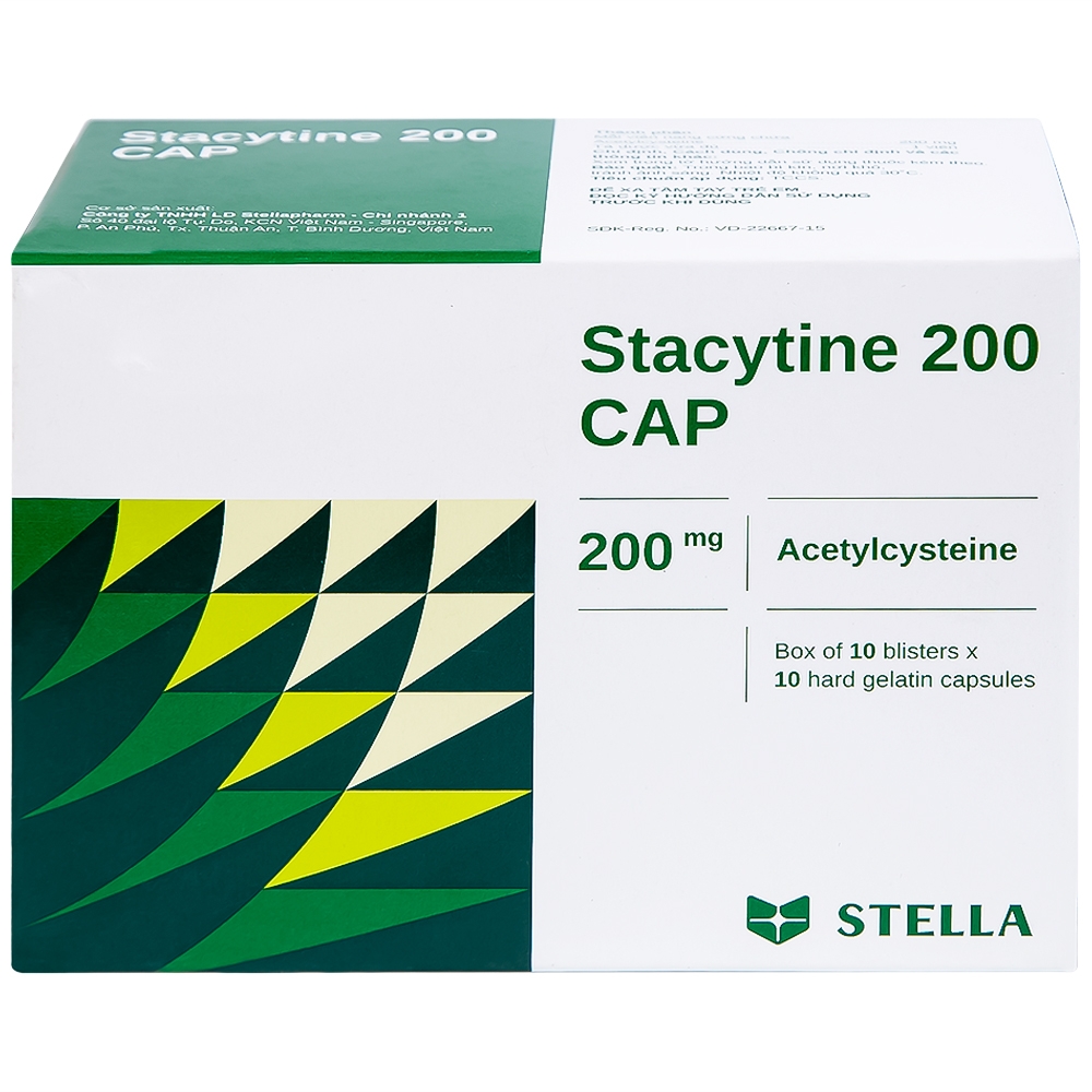 Hình ảnh Thuốc Stacytine 200 CAP Stella điều trị long đờm trong viêm phế quản (10 vỉ x 10 viên)