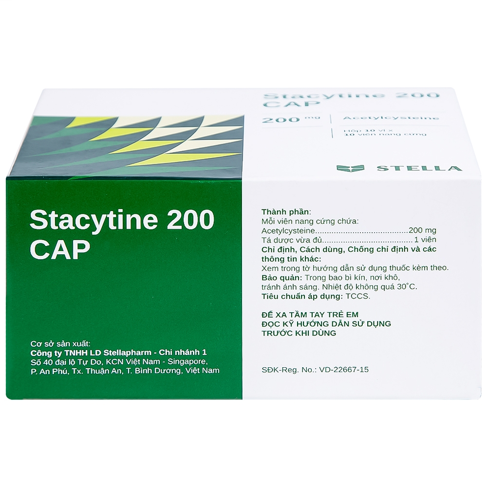 Hình ảnh Thuốc Stacytine 200 CAP Stella điều trị long đờm trong viêm phế quản (10 vỉ x 10 viên)