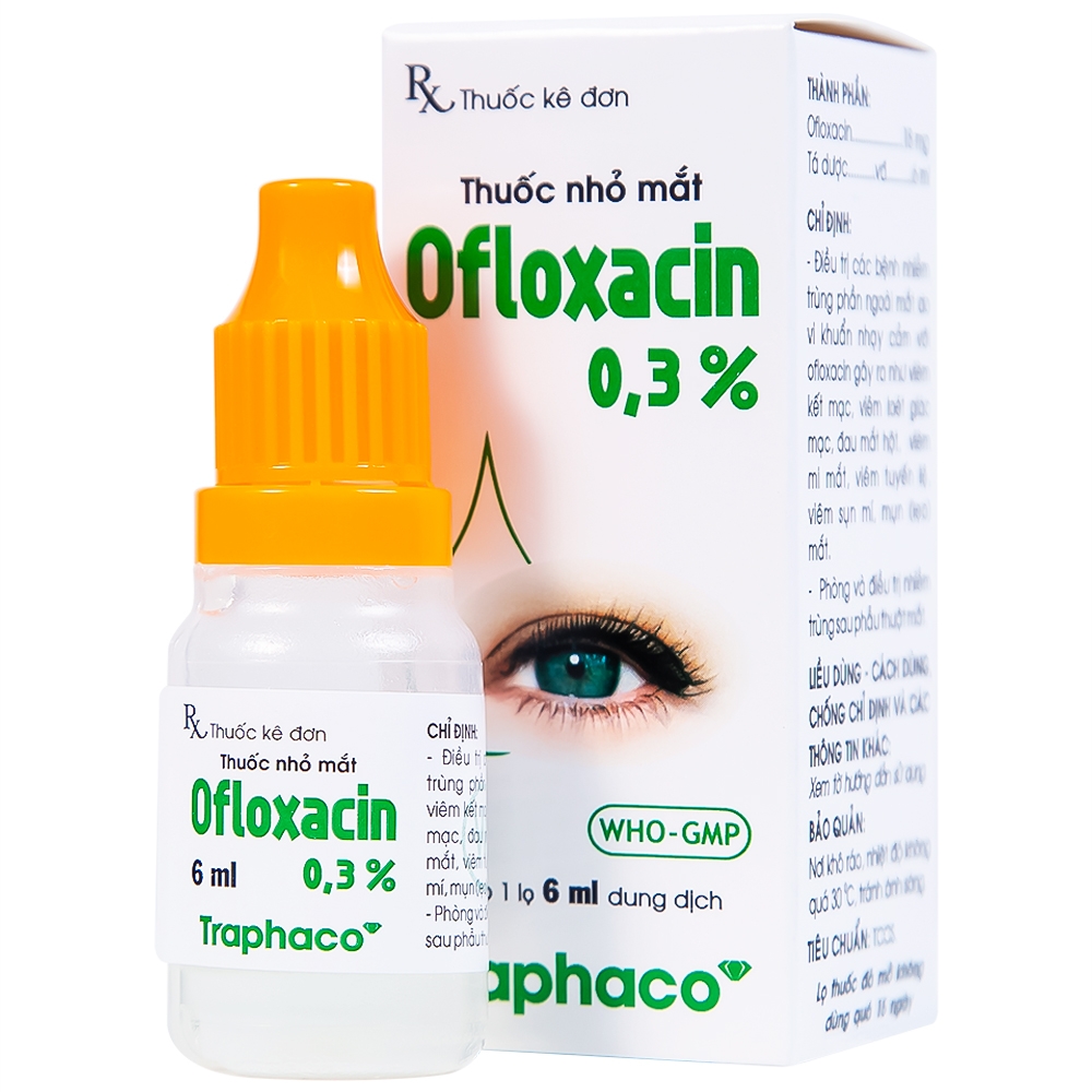 Hình ảnh Thuốc nhỏ mắt Ofloxacin 0,3% Traphaco điều trị nhiễm trùng mắt, viêm kết mạc (6ml)