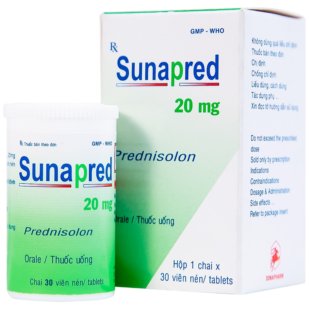 Hình ảnh Thuốc Sunapred 20mg Donaipharm chống viêm, chống dị ứng (30 viên)