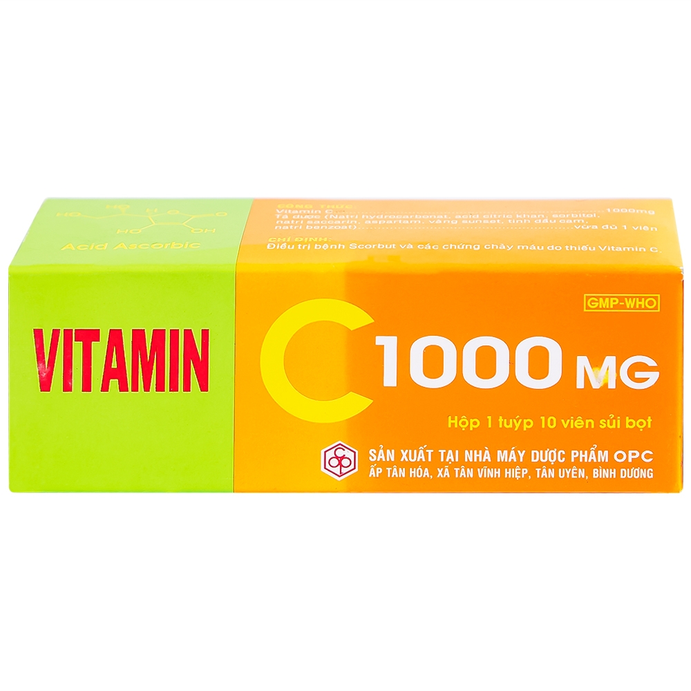 Hình ảnh Viên sủi Vitamin C 1000mg OPC điều trị bệnh Scorbut và các chứng chảy máu do thiếu Vitamin C (10 viên)