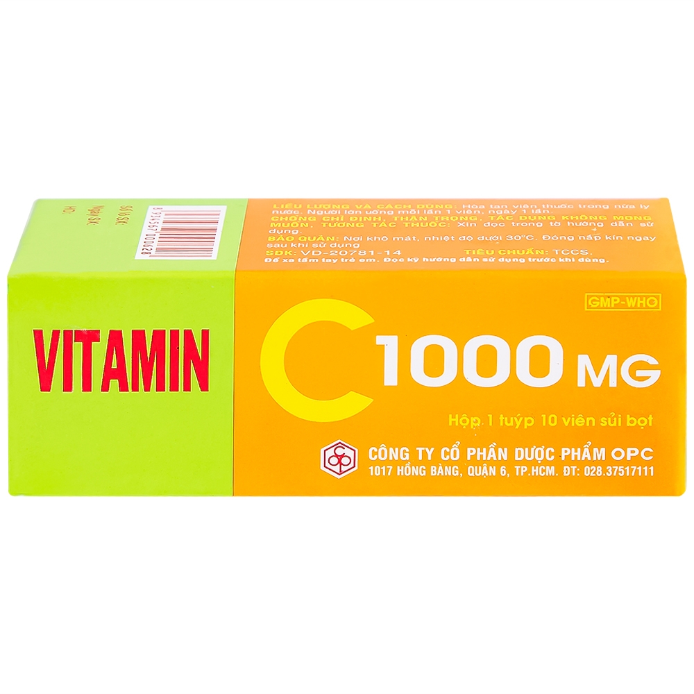 Hình ảnh Viên sủi Vitamin C 1000mg OPC điều trị bệnh Scorbut và các chứng chảy máu do thiếu Vitamin C (10 viên)